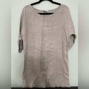 Beige linen dress